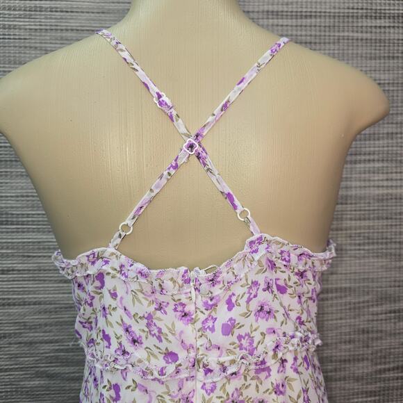 J for Justify Medium Y2K Purple Floral Baby Doll Cottagecore Coquette Boho Fairy - Picture 11 of 15